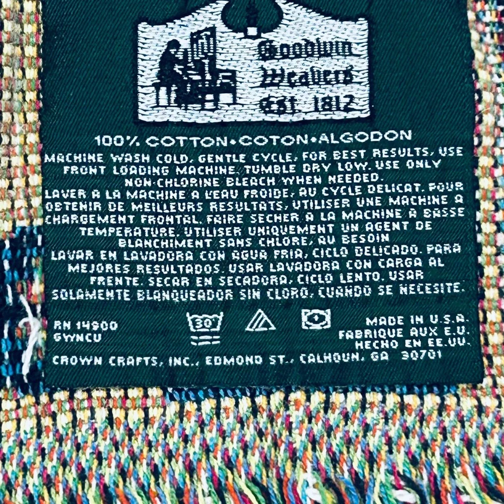 Goodwin Weavers Hanukkah Menorah Judaica Throw Blanket Woven Tapestry USA Made